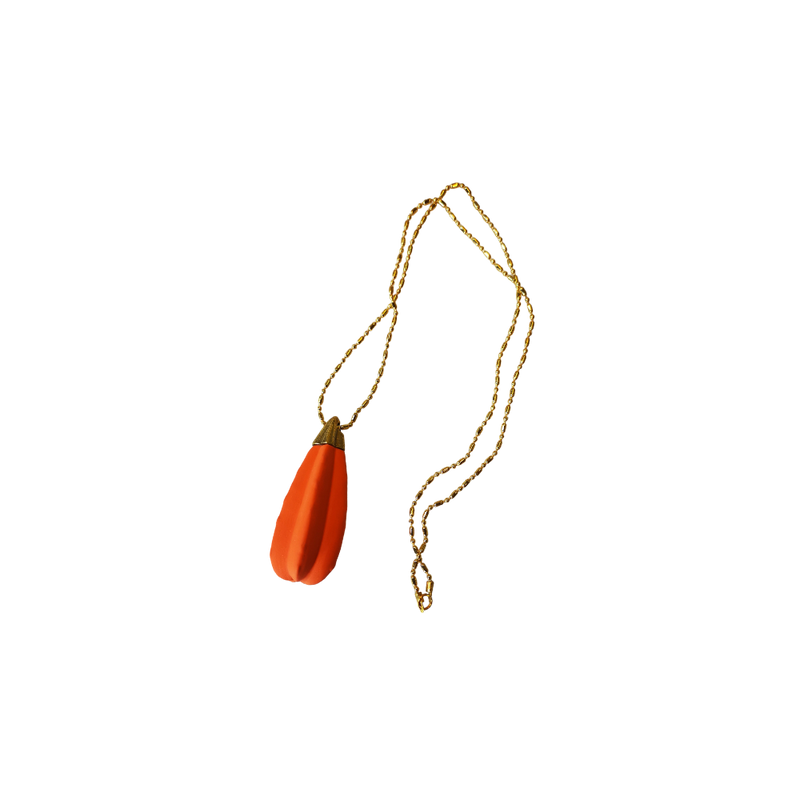 Collar Cereus Naranja y liga dorada