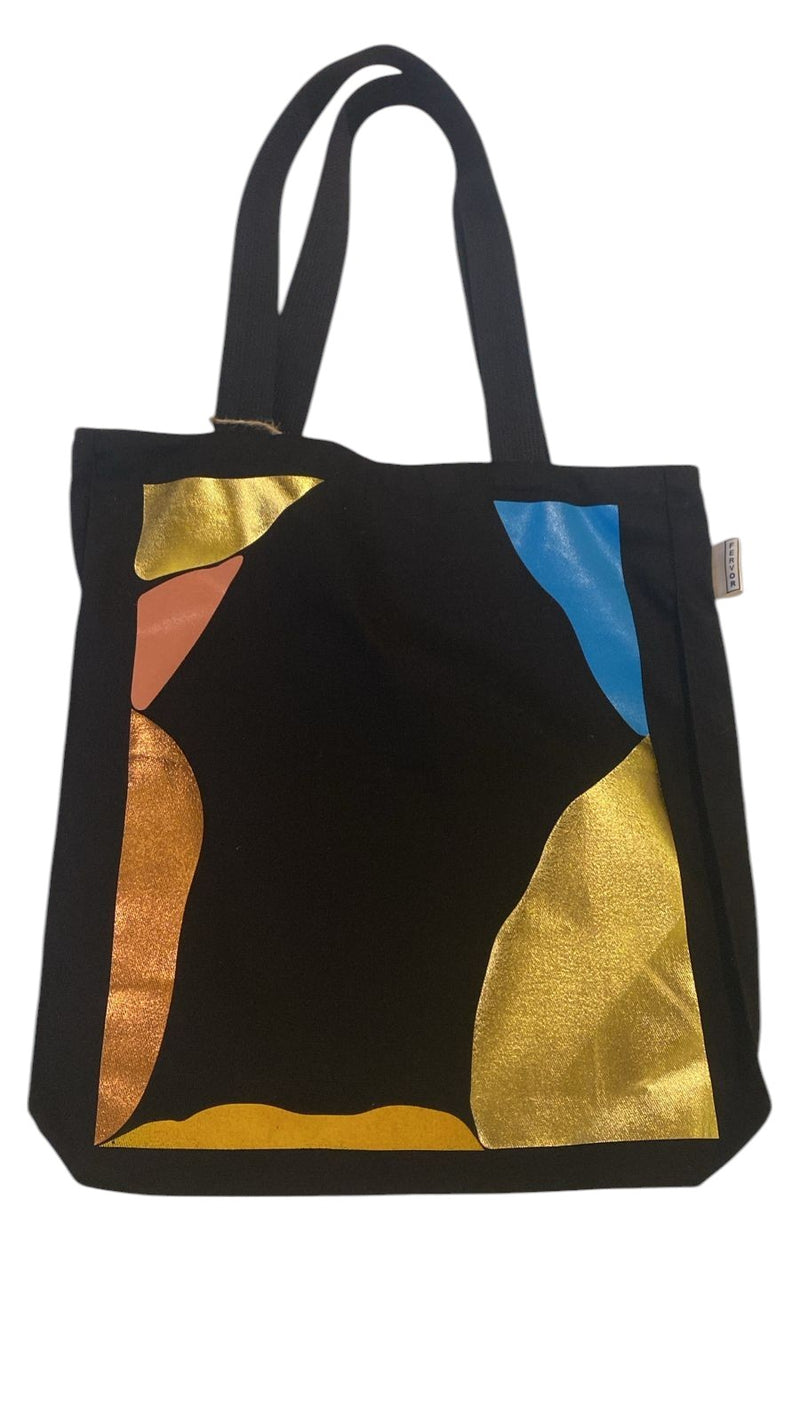 Tote de Tela con Detalles de Hoja de Oro - Elegancia y Versatilidad