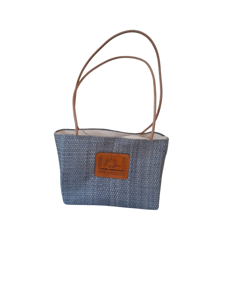 Bolsa Chica de Henequén con Asa de Piel