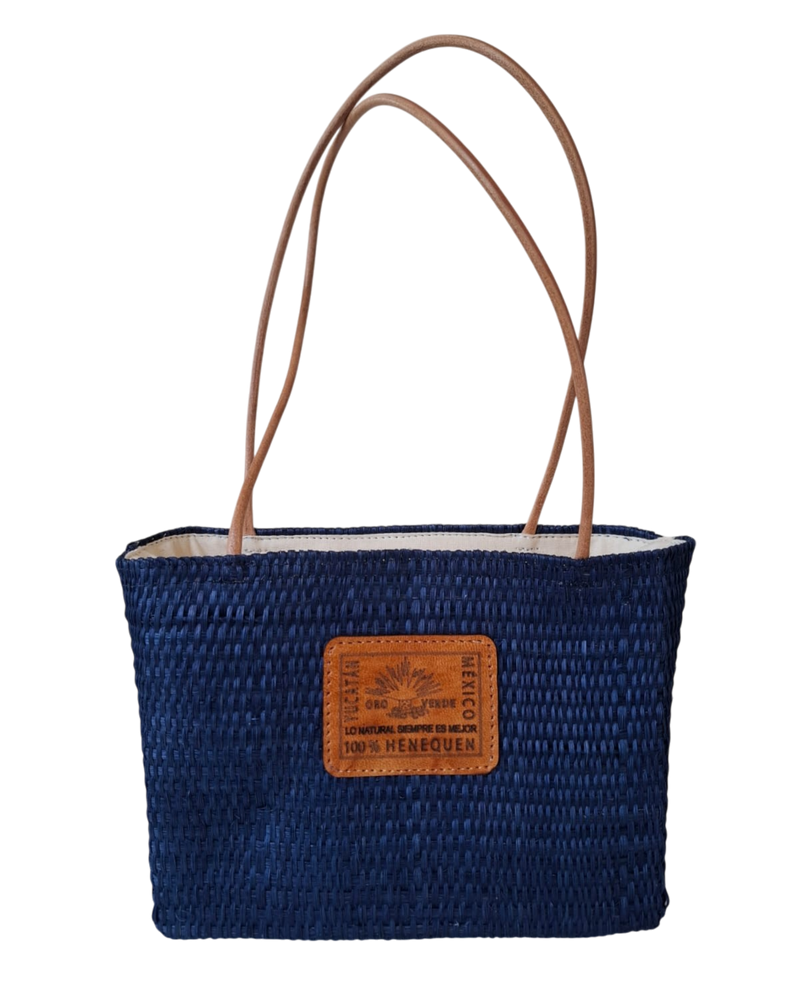 Bolsa Chica de Henequén con Asa de Piel