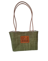 Bolsa Chica de Henequén con Asa de Piel