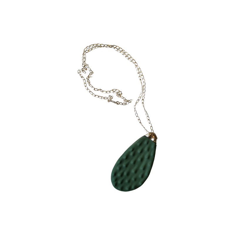 Dark Green and silver Nopal Necklace